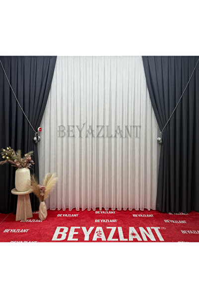 BEYAZLANT Spor Makarna Ağır Gramajlı 1/3 Sık Pileli Ütü İstemez Uygun Tül Per...