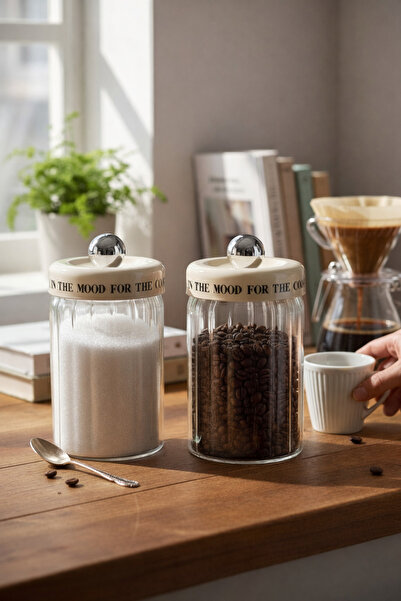 Paşabahçe 2'li Modern Tasarım Cam Kavanoz Seti-Sızdırmaz Kapak Bakliyat/Bahar...