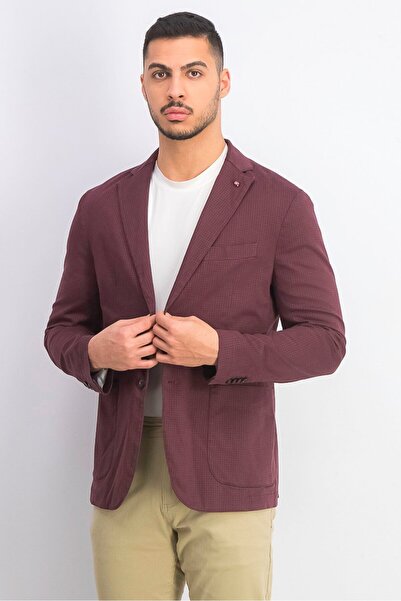 Harmont & Blaine Men Regular Fit Allover Print Blazer, Maroon