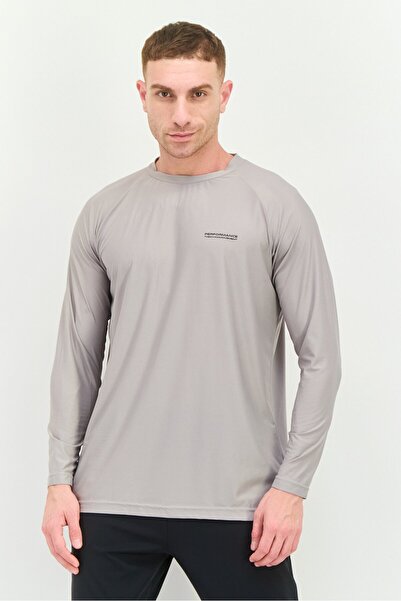 The Giving Movement Men Round Neck Textured Long Sleeve T Shirt, Grey