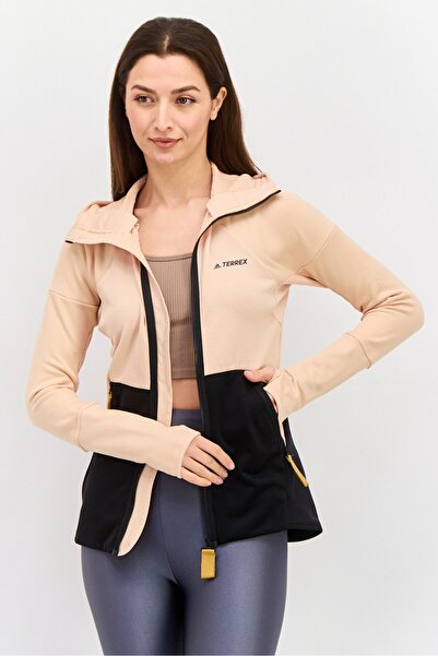 adidas Women Sportswear Fit Training Full Zip Hoodie, Cream