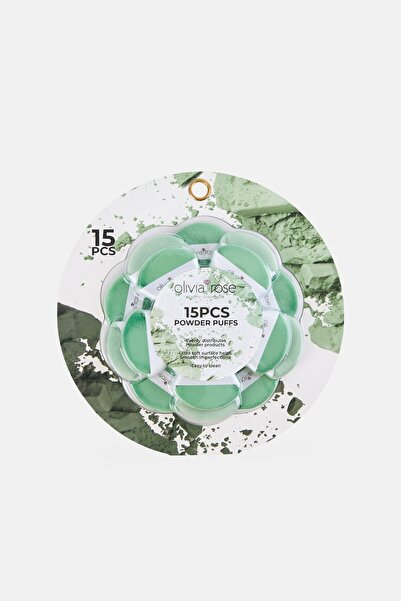 Olivia Rose 15 Pieces Makeup Powder Puffs Set, Green