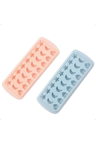 Aputue Silicone Ice Cube Tray, 2 Pack of 48 Cavity Moon, Star and Heart Shapes