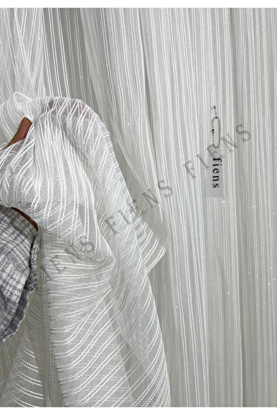 FİENS ÇİFT MAKARNA BURGULU'S MODERN TÜL PERDE 1/3 Sık Pileli | Gramajlı Ütü G...