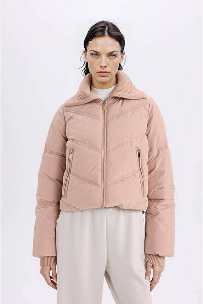 DeFacto Palton pentru femei, roz, rezistent la apă, cu potrivire obișnuită C9...