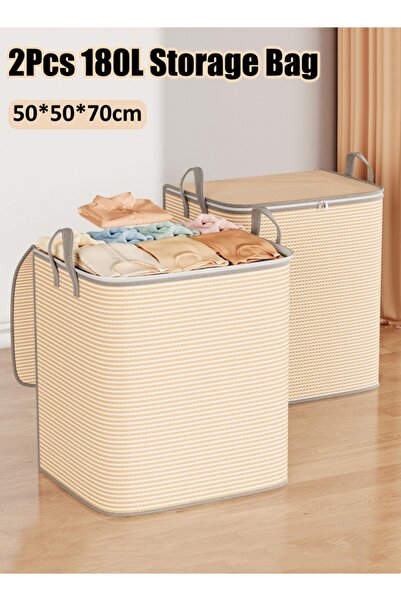 Generic 2Pcs Large Storage Bag 180L(50x50x70cm) Clothes Storage Bin Storage C...