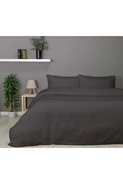 Taç Double Bamboo Satin Duvet Cover Set Plain Gray