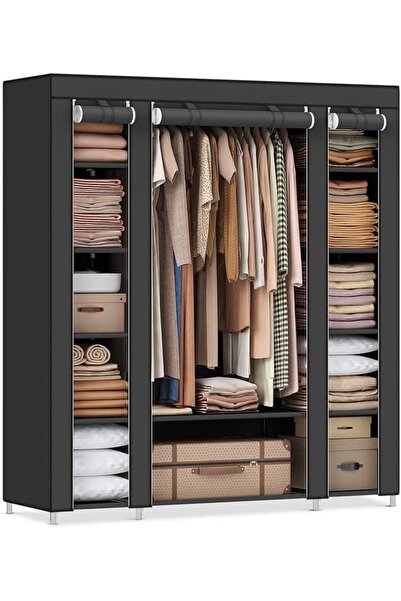 SONGMICS Black LSF03H Fabric Wardrobe for Home, Living Room, Drawing Room (15...