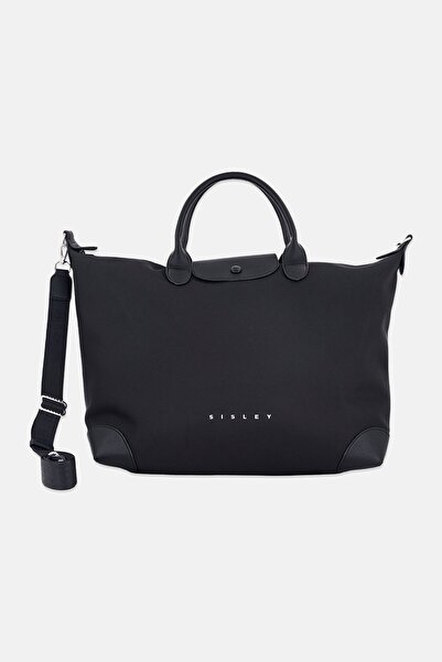 Sisley Women Brand Logo Shoulder Bag, Black