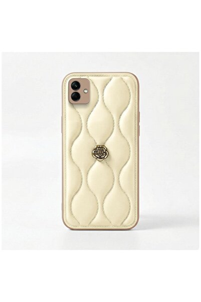 Zebana Samsung Galaxy A07 Compatible Case Camellia Leather Case Beige