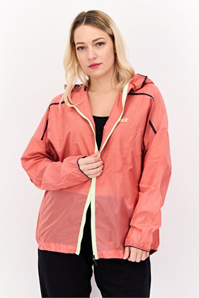 adidas Women Sportswear Fit Brand Logo Outdoor Windbreaker Jacket, Red