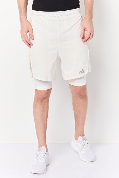 adidas Men 7 Inseam Sportswear Fit Brand Logo Training Shorts, Off White