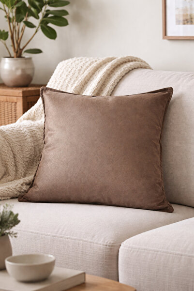 Rüyam Açık Kahve Nubuk Dekoratif Kırlent Kılıfı