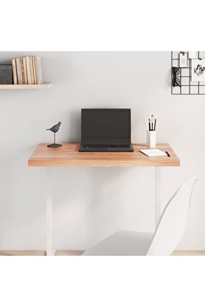 vidaxl سطح طاولة بني فاتح 80×50×(2-4) سم، خشب بلوط صلب معالج