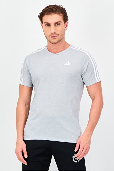 adidas Men Regular Fit Short Sleeve Running T-Shirt, Light Grey