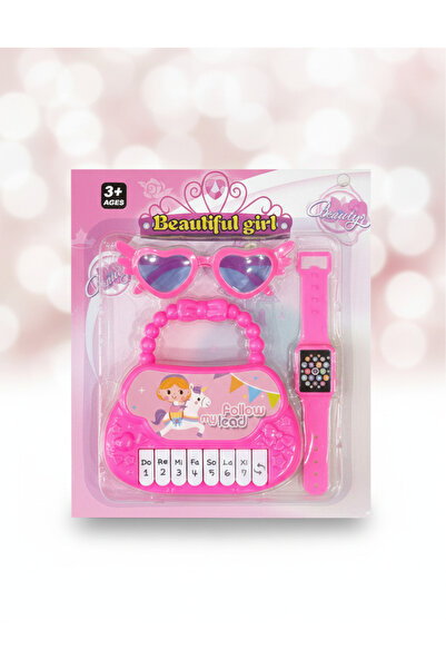 Lunitoys Piyano Kol Saati ve Gözlük 3 Parça Eğitici Oyuncak Pembe Kız Çocuklar