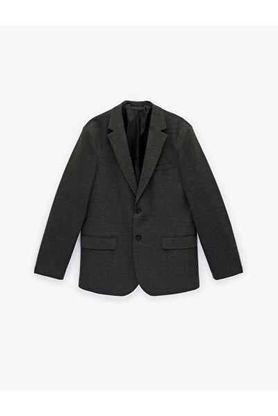 Koton Slim Fit Viscose Blended Buttoned Mono Collar Blazer Jacket with Flap P...