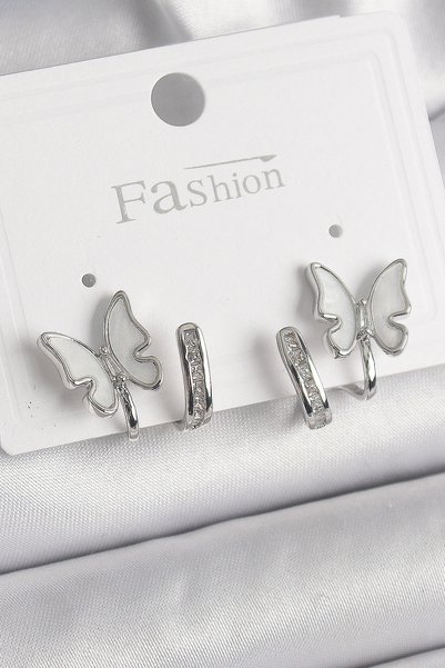 shopwave Brass Silver Rk Zircon Stone Detailed Summer Li Model Women's Earrings