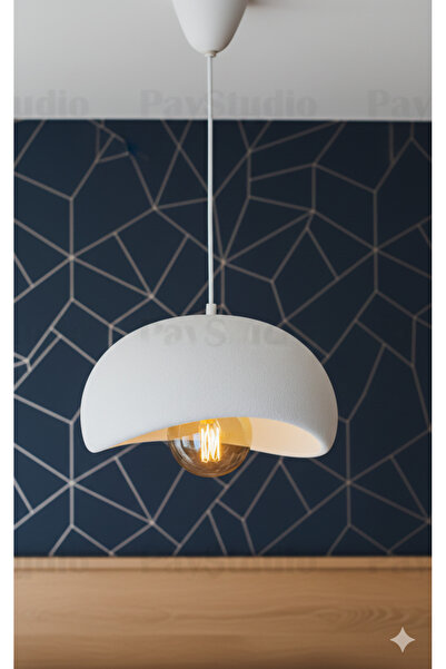 Rekatech Beton Görünümlü Tekli Sarkıt Avize – Salon Oturma Odası Avizesi ( E2...