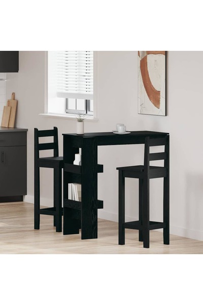 vidaxl طاولة بار جدارية من خشب البلوط الأسود، 102 × 45 × 103.5 سم، مصنوعة من ...