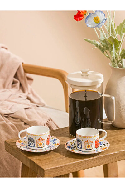 LC Waikiki Lcw Home Mixed Printed 2-Person Porcelain Coffee Cup Set