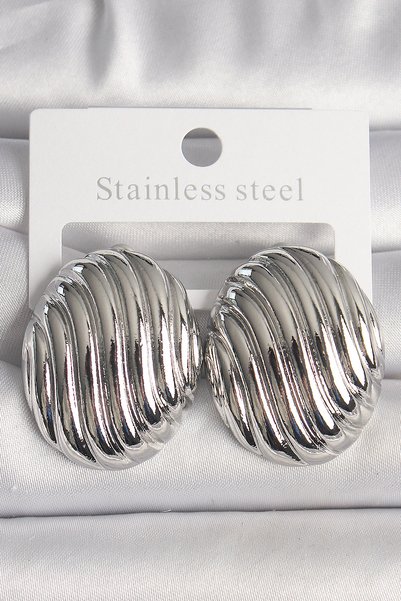 shopwave Brass Silver Rk Embossed Oval Model Women's Earrings