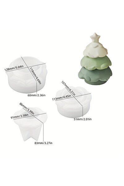Choice قالب سيليكون لشجرة عيد الميلاد، مكون من 3 طبقات، مناسب لصب الشموع والر...