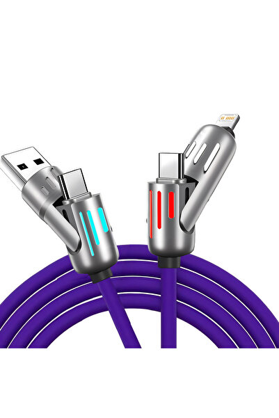 Choice كابل بيانات أرجواني 4 في 1 عملي 240 واط فائق السرعة USB من النوع C مصن...