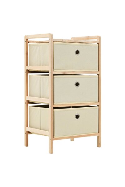 vidaxl Storage Rack with 3 Nonwoven Baskets Cedar Wood Beige