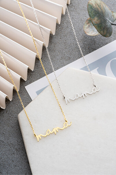 Nereze 925 Ayar Gümüş Mama (Anne) Yazılı Kolye