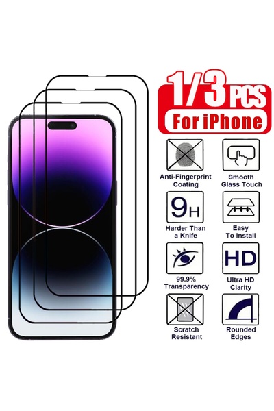 Choice4 واقي شاشة زجاجي مقوى أسود حريري لهاتف آيفون 17، 3 قطع (1/3 قطع) متواف...