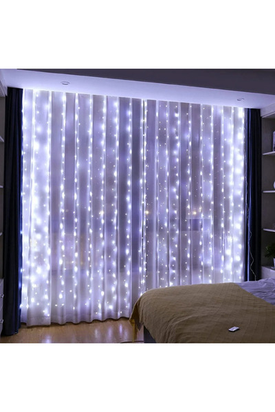 Choice ستارة إضاءة LED بيضاء بطول 3/6 أمتار، 3x3 أمتار، مزودة بـ 300 مصباح LE...