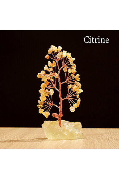 Choice قطعة واحدة من حجر السترين الطبيعي، زينة شجرة الحظ الكريستالية مع قاعدة...