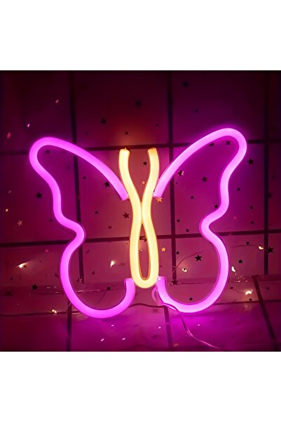 Choice Yellow Pink 1 Piece, Two-Color Butterfly-Shaped Neon Light, USB or Bat...