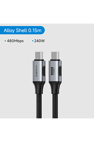 Choice كابل هاجيبس USB-C إلى USB-C بطول 0.15 متر، شاحن USB من النوع C بقدرة 2...