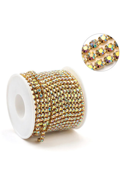 Choice7 10yards - roll SS16 - 4mm Gold base AB 10Yard/Roll Crystal Rhinestone...