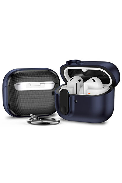 Choice غطاء حماية فاخر مقاوم للصدمات لسماعات Buds 3، مزود بقفل أمان أزرق.