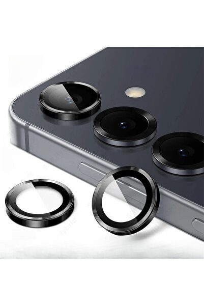 Choice For Samsung S25 FE Black 1PCS Metal Ring+9D Tempered Glass Curved Came...