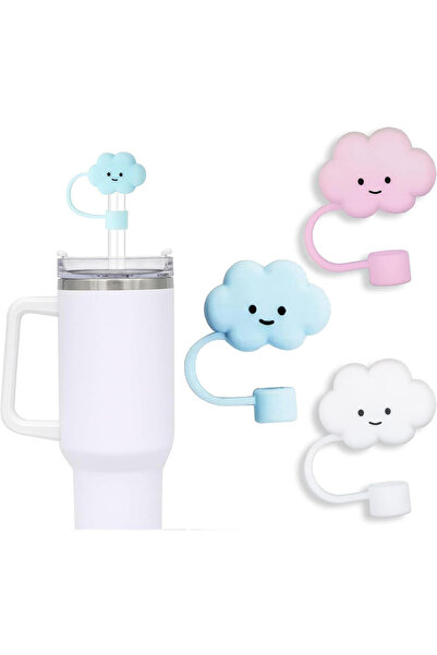Choice 3 pcs Cute 10mm Straw Cover, 3pcs Cloud Shape Straw Covers Cap for Sta...