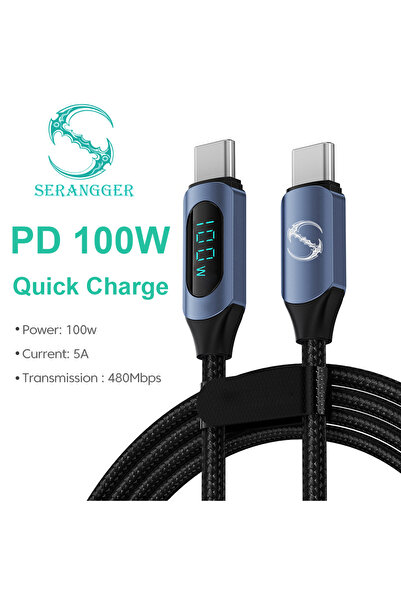 Choice كابل SERANGGER XC007-lan بطول 2 متر، بقدرة 100 واط، مزود بشاشة عرض رقم...