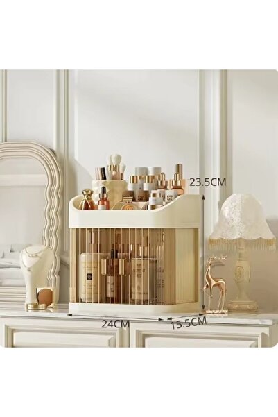 Choice صندوق تخزين مستحضرات التجميل ذو طبقتين، سعة كبيرة، رف تخزين منتجات الع...