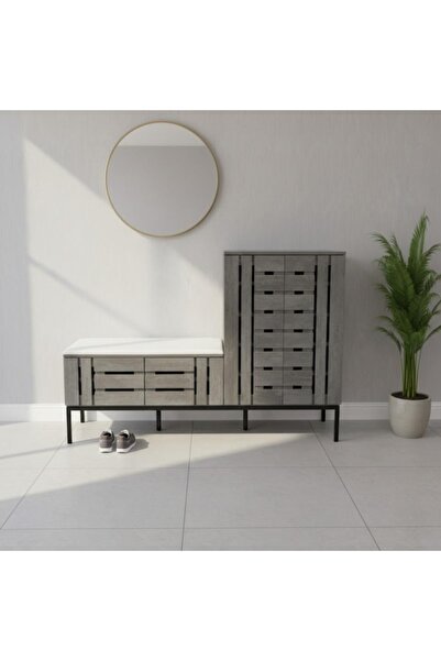 DEC24 دولاب أحذية عصري بمقعد جانبي مميز