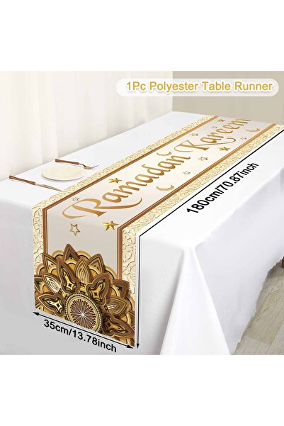 Choice 37 Ramadan Kareem Table Runner Floral Moon Polyester Table Cloth for H...