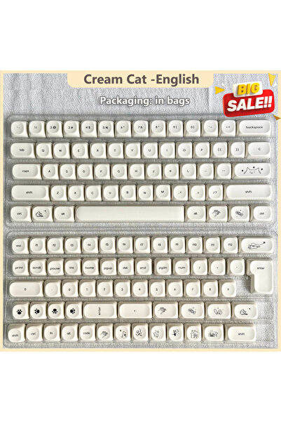 Choice أغطية مفاتيح هانغول بتصميم قطة ميلكي كات الإنجليزية، أغطية مفاتيح كوري...