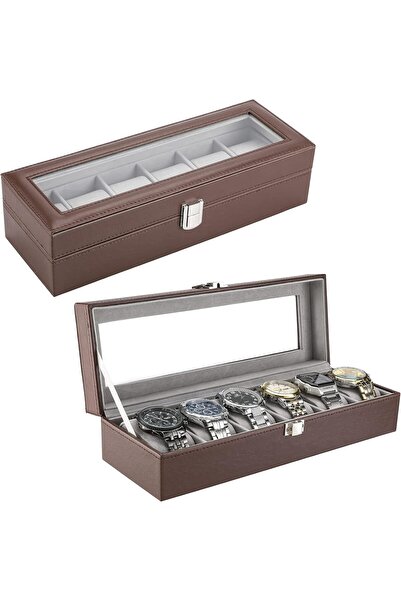 PROCASE 6 Slots Watch Box Display Case Organizer for Men, PU Leather Watches ...