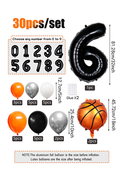 Choice 1 Other 30pcs 30pcs Basketball Birthday Stand Balloon Set, 32 Inch Bla...