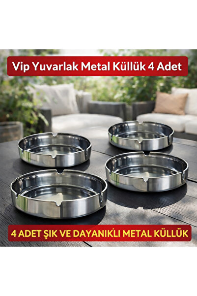 Vip Home Concept Metalna okrugla pepeljara za automobil, kućnu upotrebu, 4 ko...