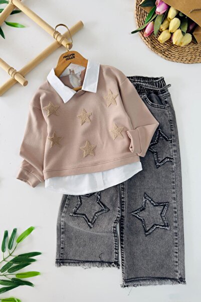 Minigimin Cicileri My Little One's Cicileri Pantsch Star Patterned Jeans Pant...