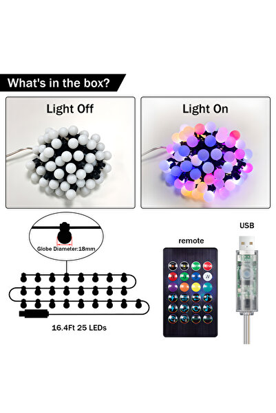 Choice سلسلة إضاءة LED RGB WS2812B بطول 5 أمتار و25 مصباح LED، مع إمكانية الت...
