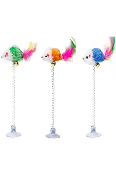 Choice 5 قطع من ألعاب القطط الزنبركية التفاعلية المزودة بأكواب شفط وريشة فأر ...